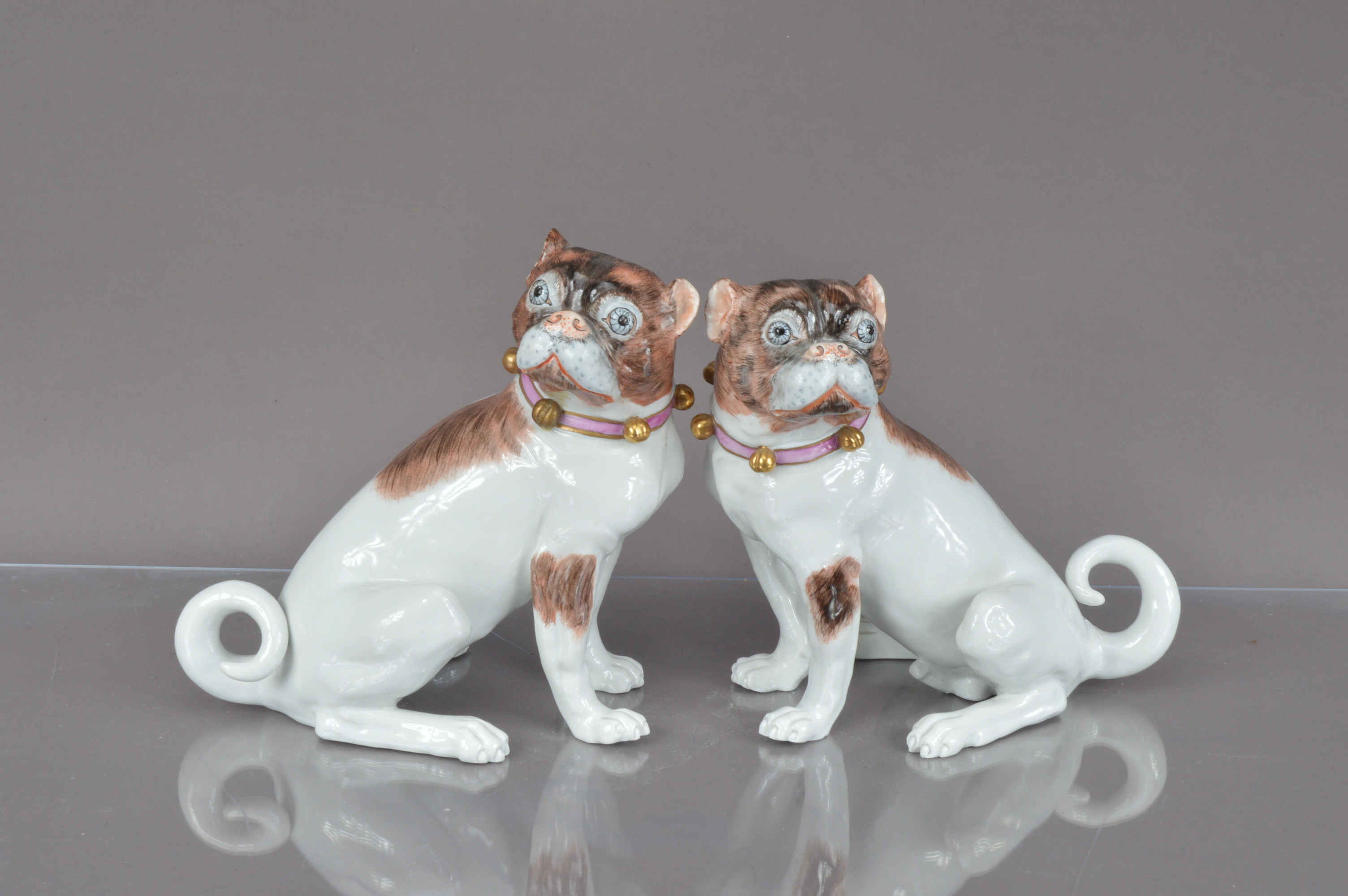 Lot 372 - A pair of 20th century Dresden porcelain dogs