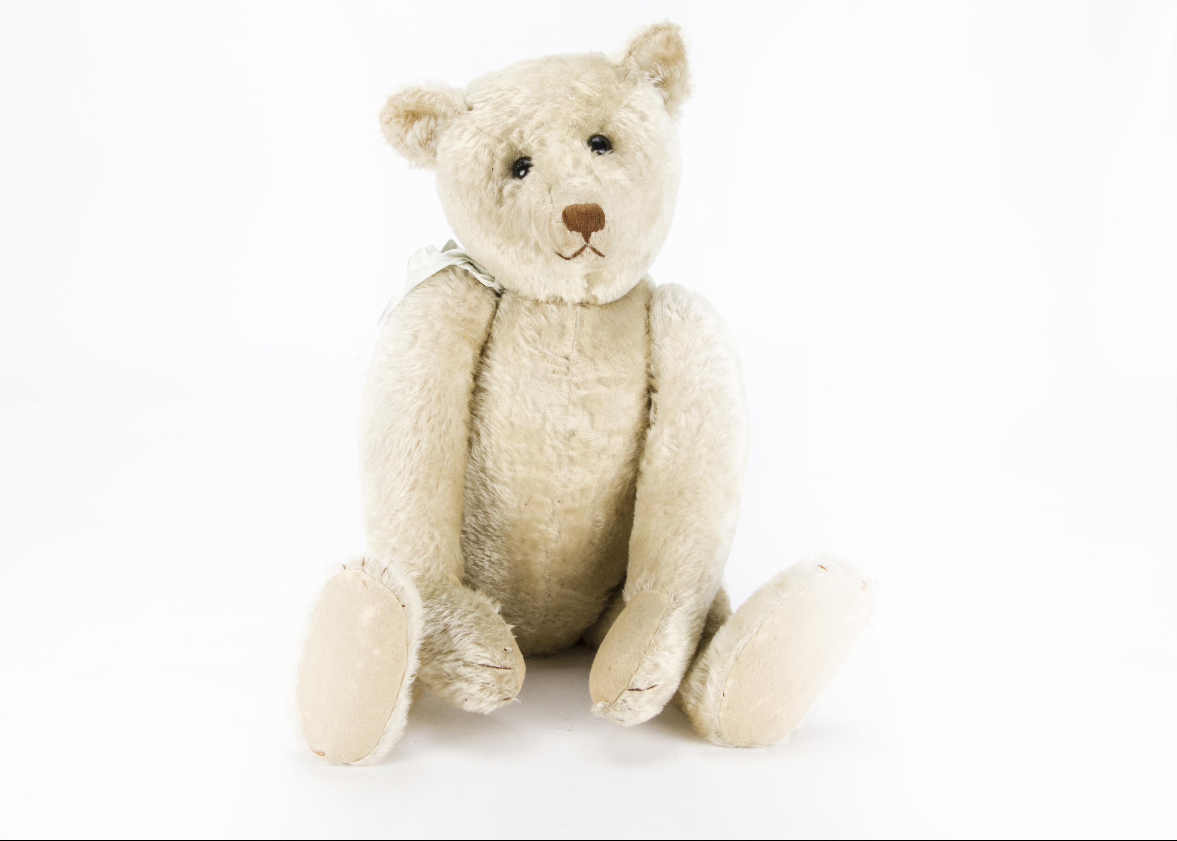 'Beau', a rare early large Steiff white mohair teddy bear