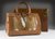 A 1980s tan leather and cow hide doctors style handbag